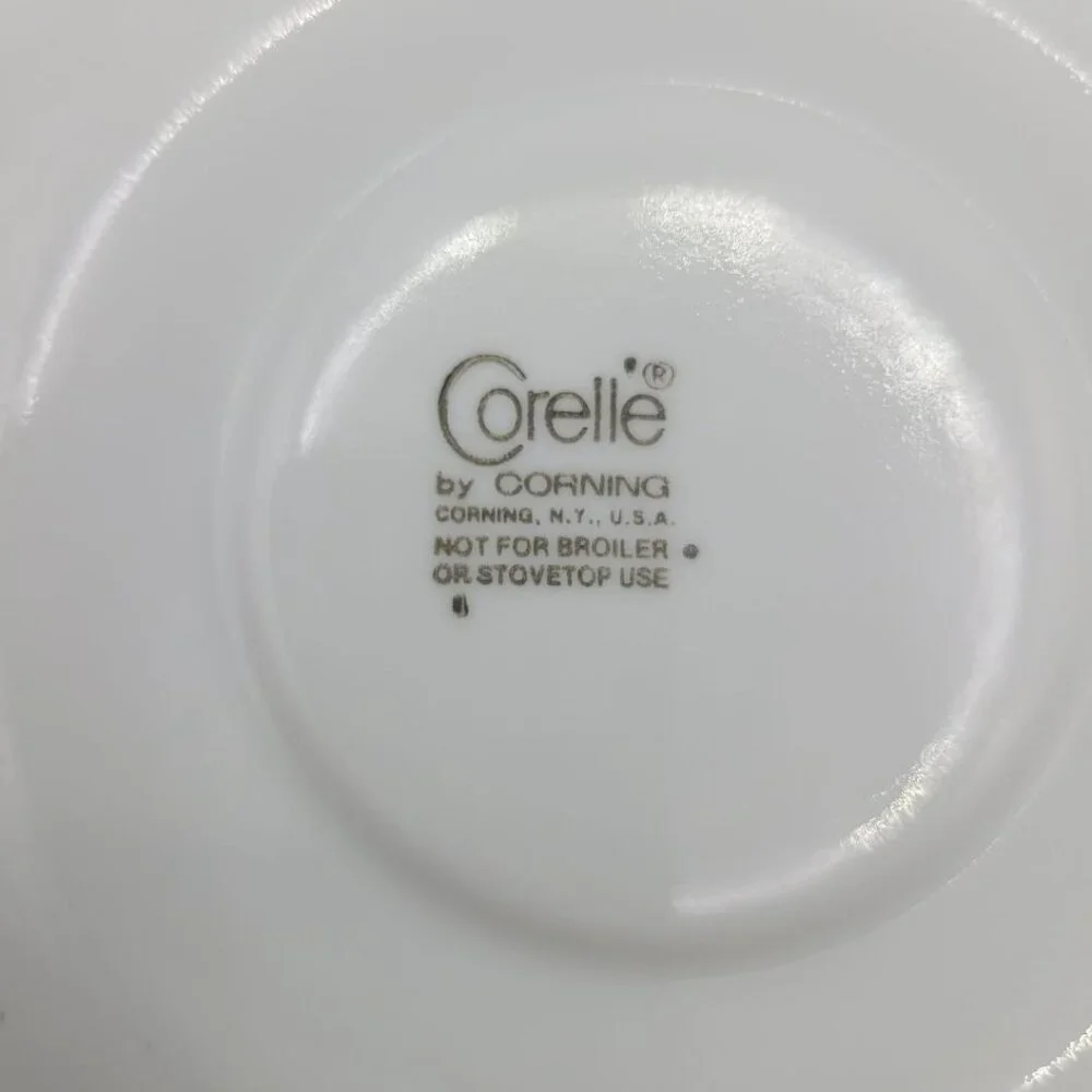 Pyrex Corelle‎ By Corning Blue Flower Teacup Saucer Set White Glass Coffee